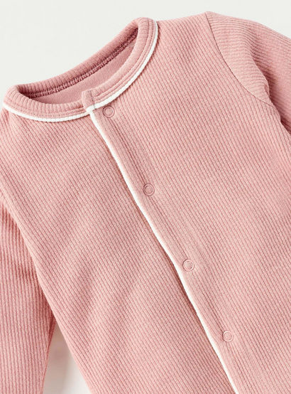 Juniors Ribbed Open Feet Sleepsuit with Button Closure-baby-girls-clothing-nightwear-sleepsuits-image-3