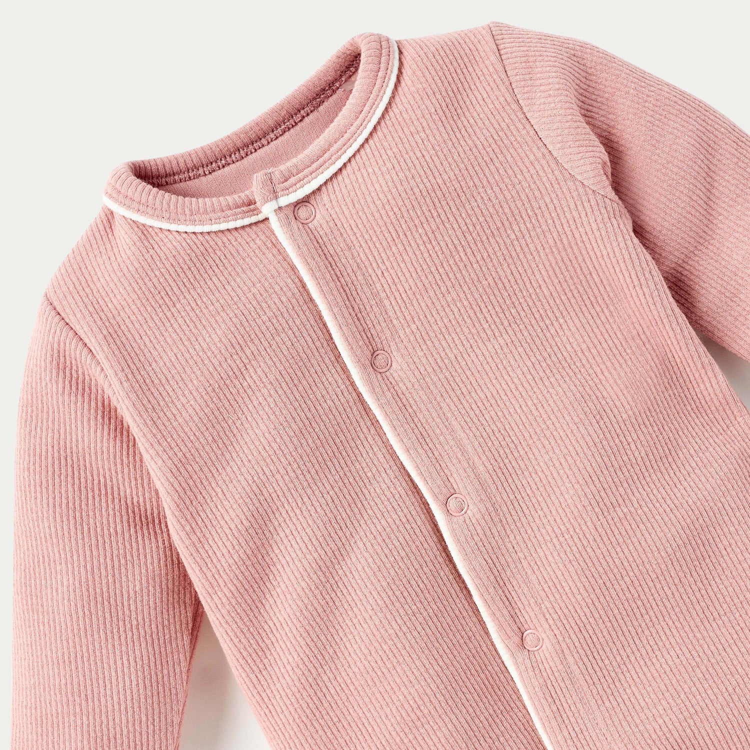 Juniors Ribbed Open Feet Sleepsuit with Button Closure