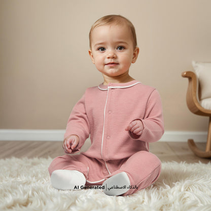Juniors Ribbed Open Feet Sleepsuit with Button Closure