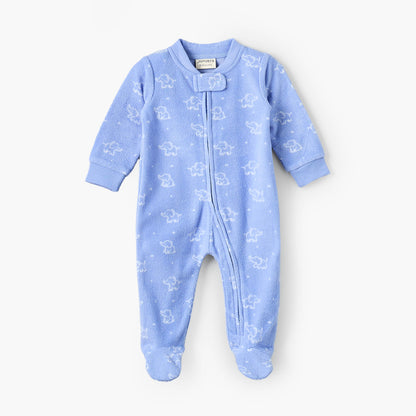 Juniors Fleece Crew Neck Long Sleeves Sleepsuit with Elephant Print