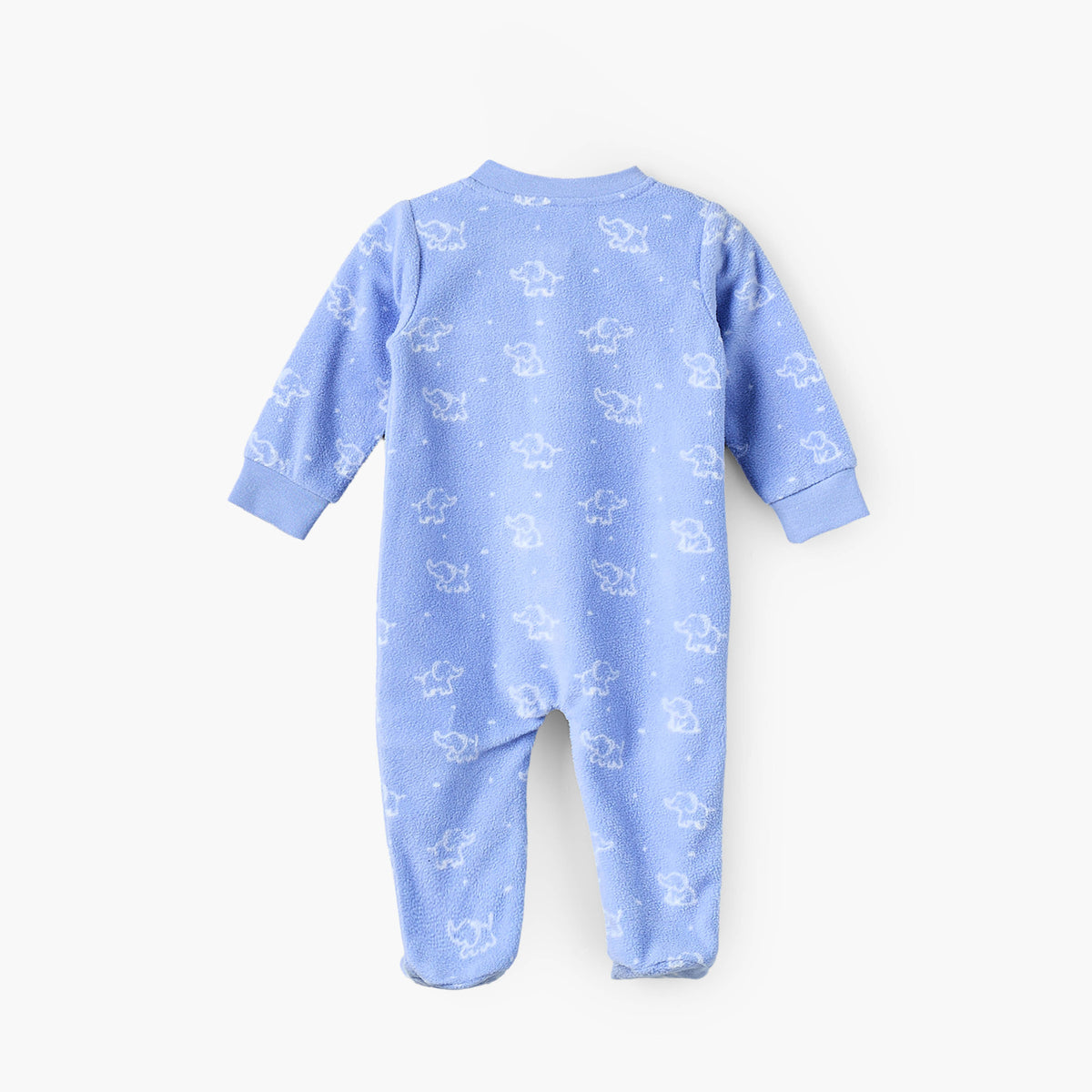 Juniors Fleece Crew Neck Long Sleeves Sleepsuit with Elephant Print