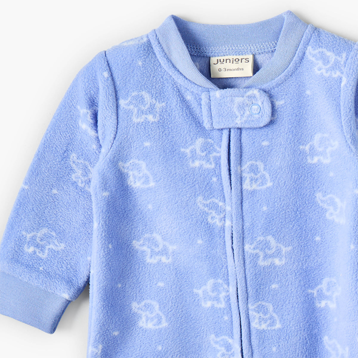 Juniors Fleece Crew Neck Long Sleeves Sleepsuit with Elephant Print