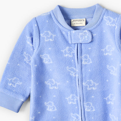 Juniors Fleece Crew Neck Long Sleeves Sleepsuit with Elephant Print
