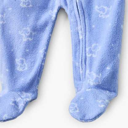 Juniors Fleece Crew Neck Long Sleeves Sleepsuit with Elephant Print