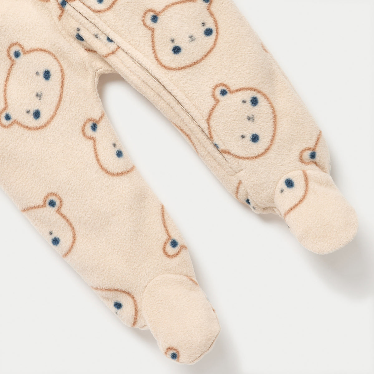 Juniors All-Over Teddy Print Micro Fleece Sleepsuit with Zip Closure