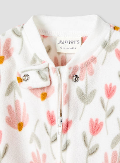 Juniors Round Neck Sleepsuit with Floral Print - Polyester - Long Sleeves-baby-girls-clothing-nightwear-sleepsuits-image-3