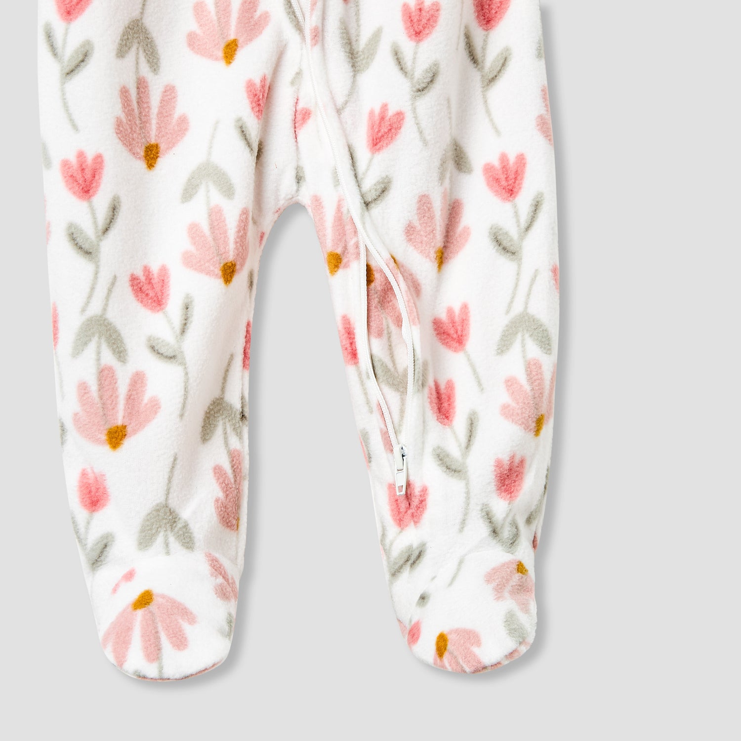 Juniors Round Neck Sleepsuit with Floral Print - Polyester - Long Sleeves