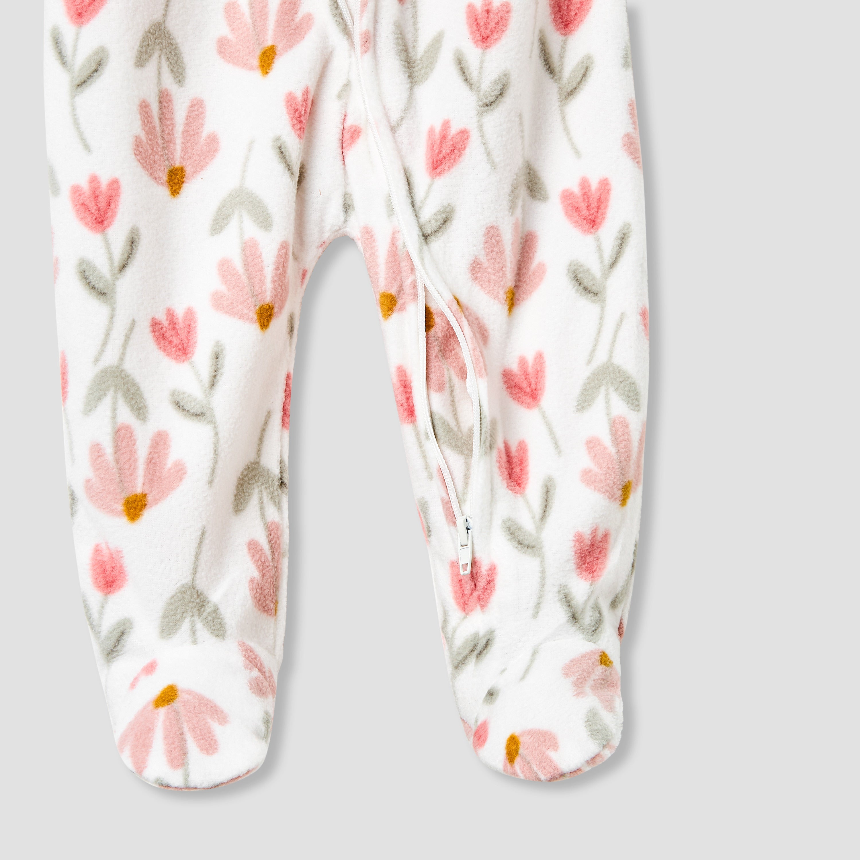 Juniors Round Neck Sleepsuit with Floral Print - Polyester - Long Sleeves