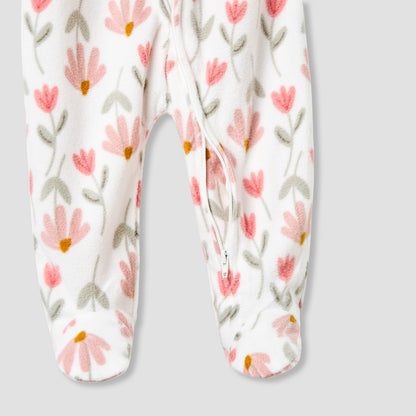Juniors Round Neck Sleepsuit with Floral Print - Polyester - Long Sleeves