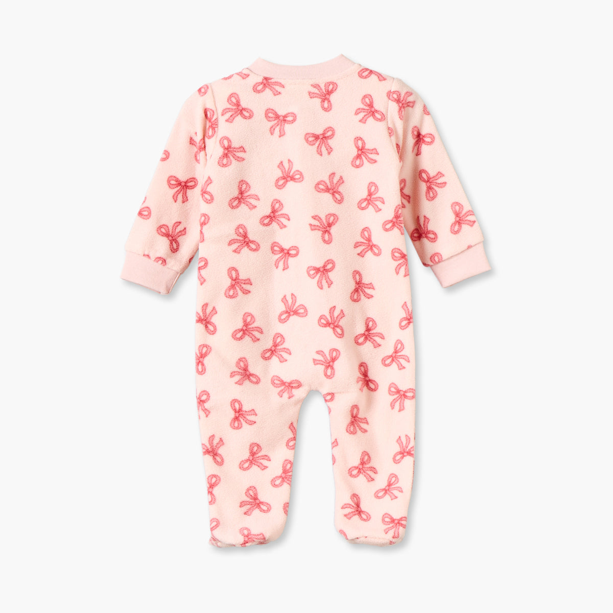 Juniors Fleece Crew Neck Long Sleeves Sleepsuit with Bow Print