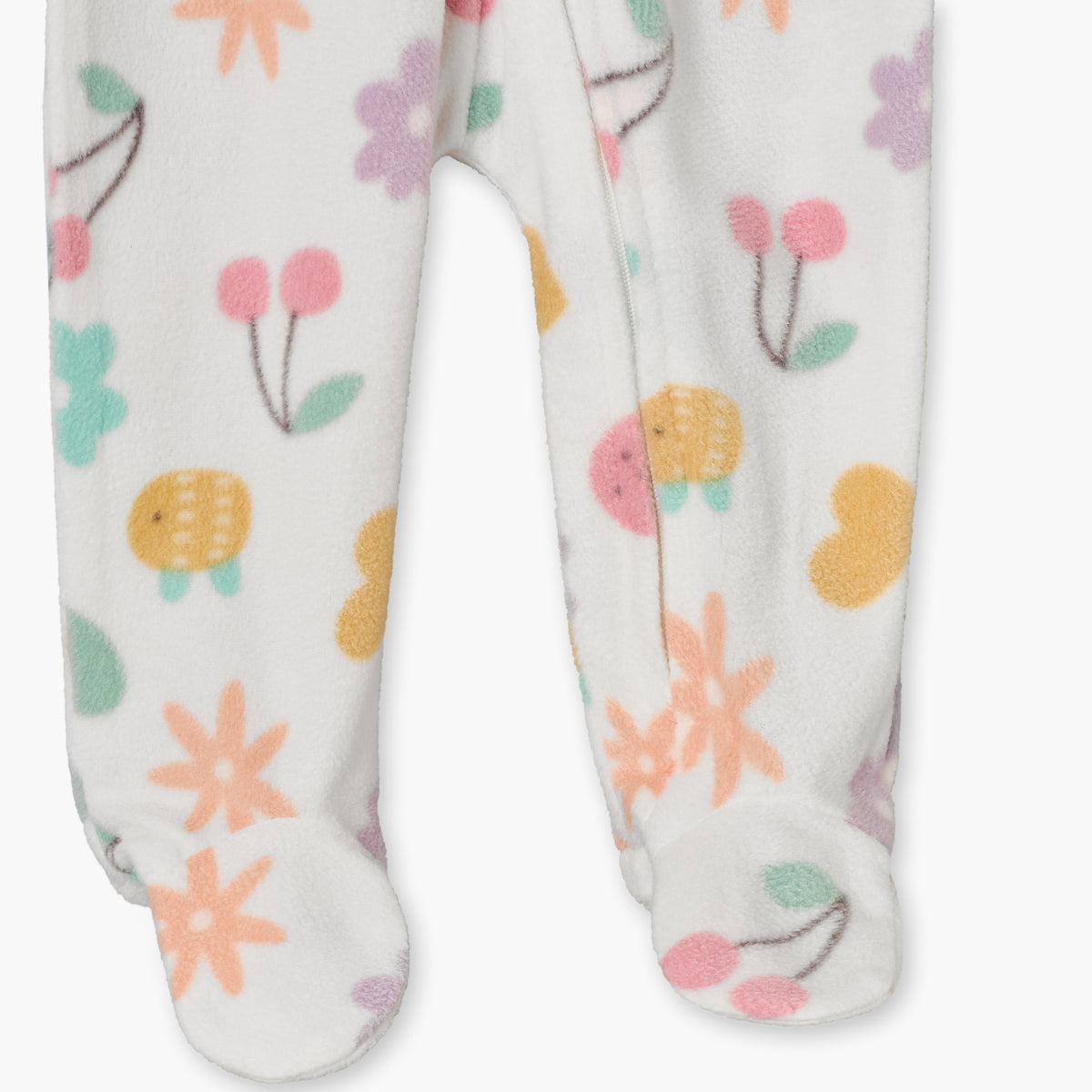Juniors Fleece Mandarin Collar Long Sleeves Sleepsuit with Floral Print