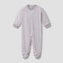 Juniors Round Neck Sleepsuit with Stripes - Cotton Blend - Long Sleeves - Purple / 9-12 mths