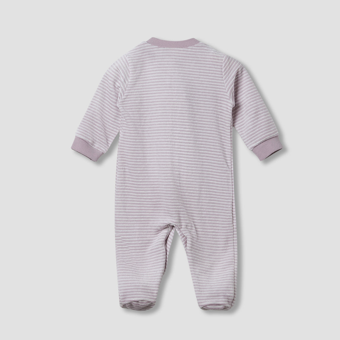 Juniors Round Neck Sleepsuit with Stripes - Cotton Blend - Long Sleeves