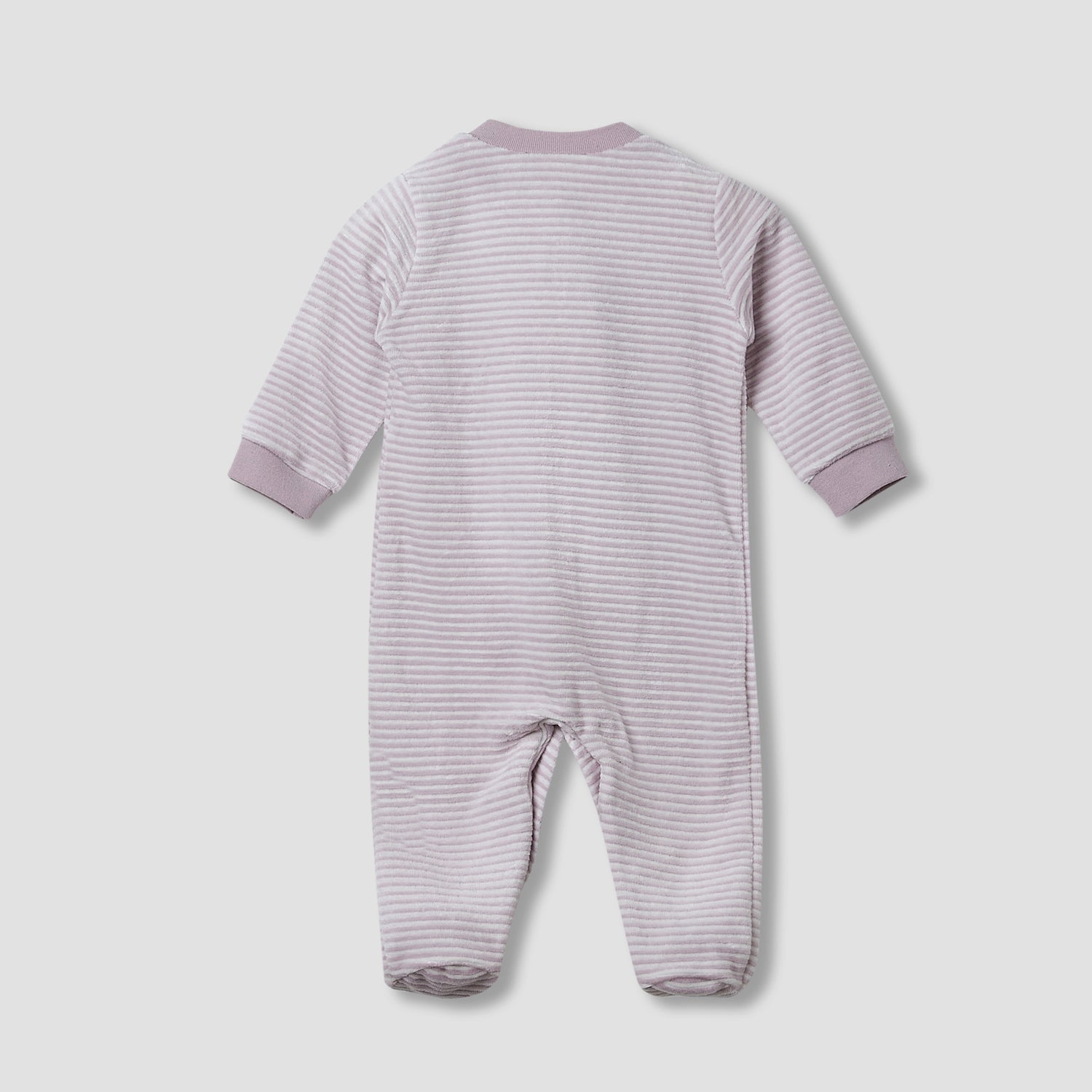Juniors Round Neck Sleepsuit with Stripes - Cotton Blend - Long Sleeves