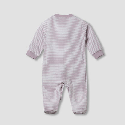 Juniors Round Neck Sleepsuit with Stripes - Cotton Blend - Long Sleeves