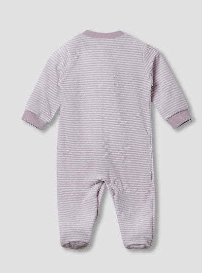 Juniors Round Neck Sleepsuit with Stripes - Cotton Blend - Long Sleeves-baby-girls-clothing-nightwear-sleepsuits-image-2