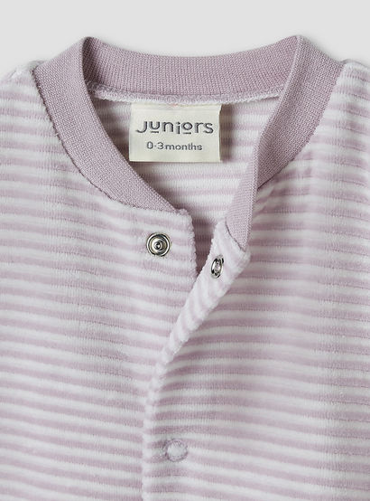 Juniors Round Neck Sleepsuit with Stripes - Cotton Blend - Long Sleeves-baby-girls-clothing-nightwear-sleepsuits-image-3