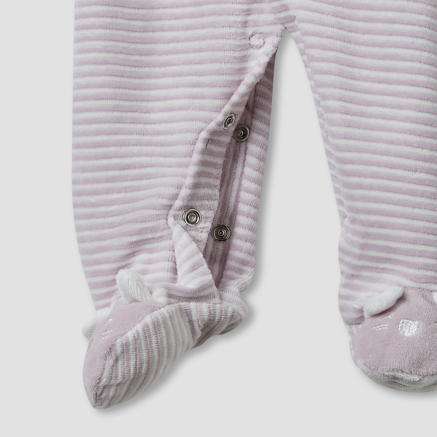 Juniors Round Neck Sleepsuit with Stripes - Cotton Blend - Long Sleeves