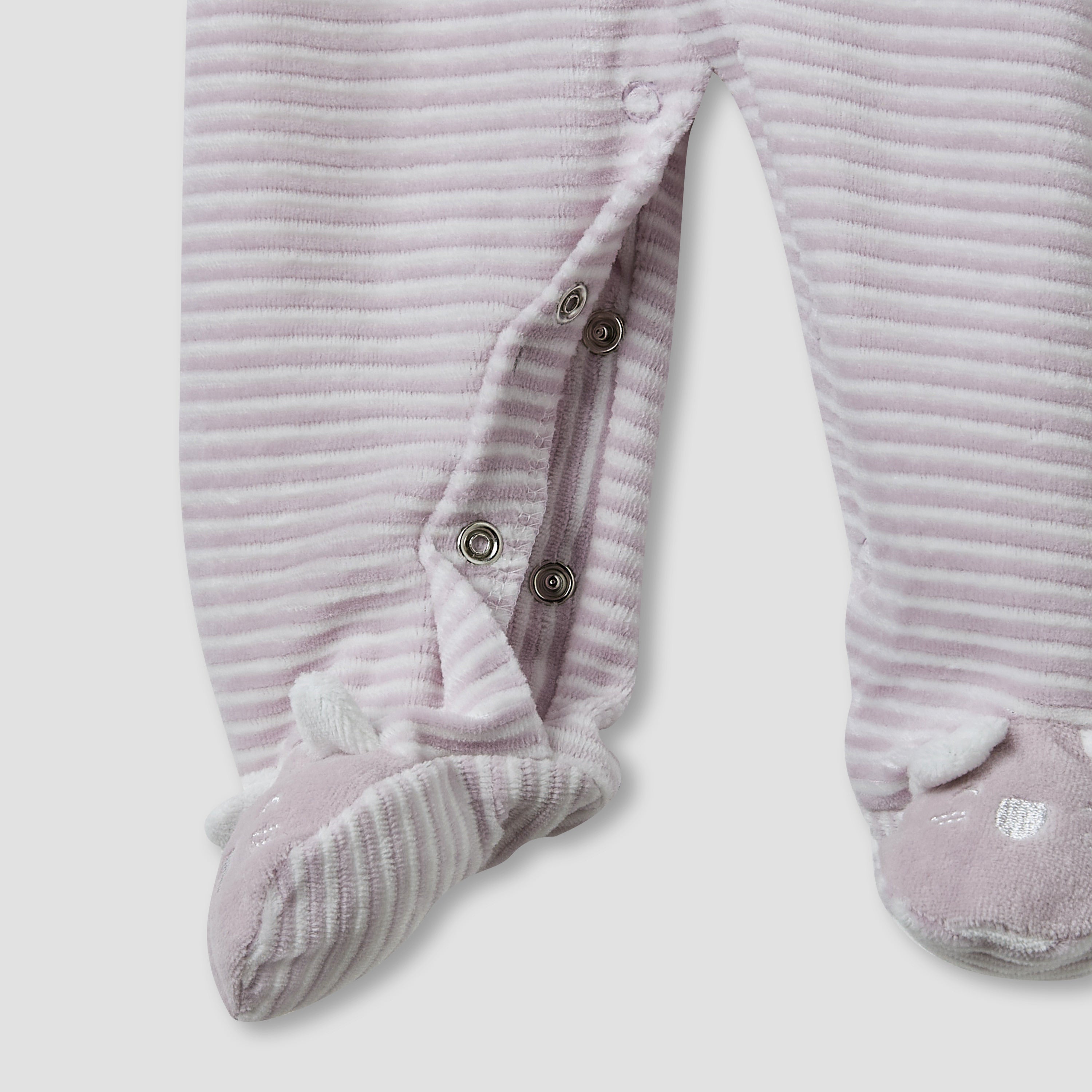 Juniors Round Neck Sleepsuit with Stripes - Cotton Blend - Long Sleeves