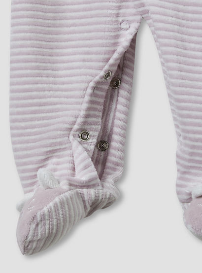 Juniors Round Neck Sleepsuit with Stripes - Cotton Blend - Long Sleeves-baby-girls-clothing-nightwear-sleepsuits-image-4