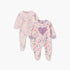 Pack of 2 Juniors Fleece Crew Neck Long Sleeves Sleepsuit with Zip Closure
