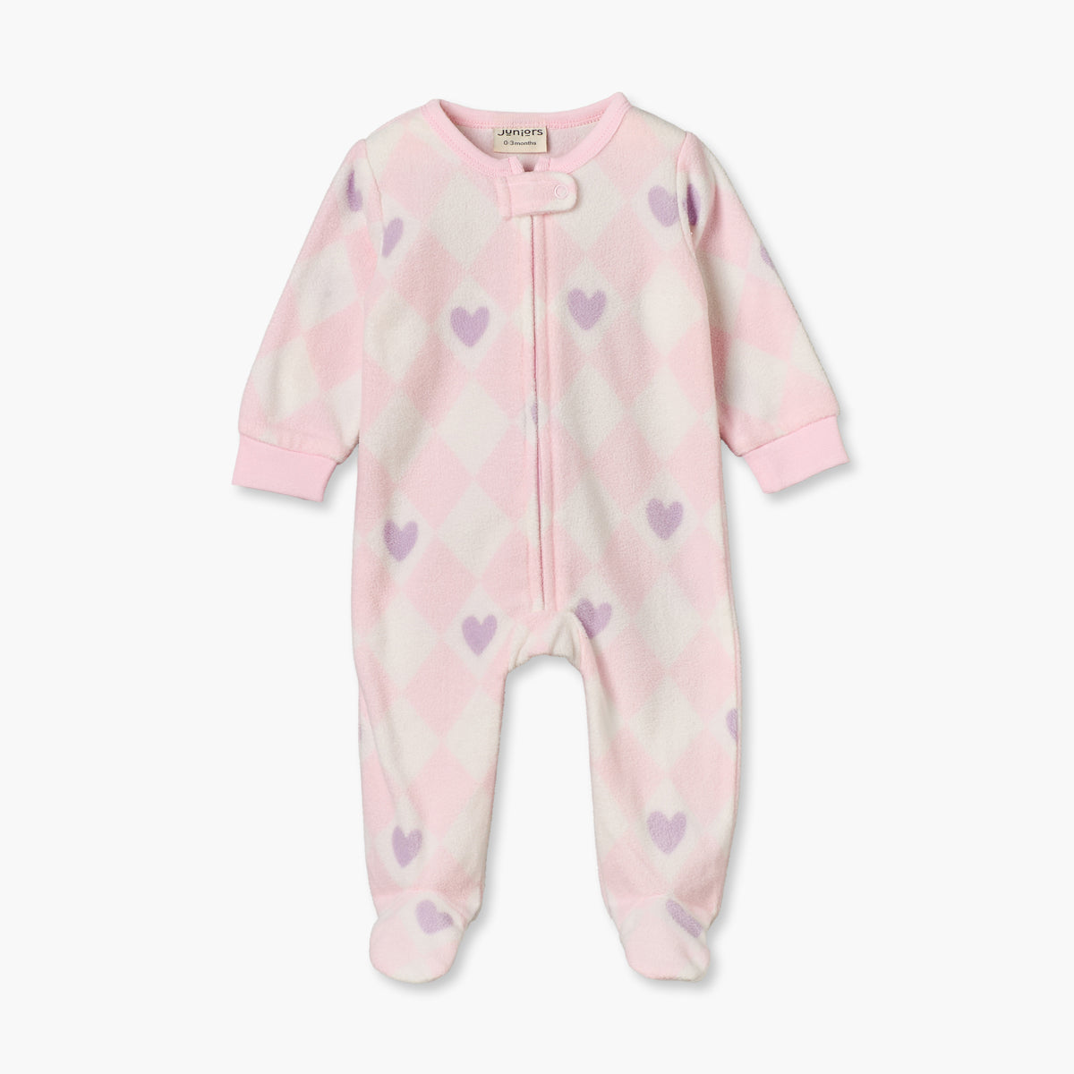 Pack of 2 Juniors Fleece Crew Neck Long Sleeves Sleepsuit with Zip Closure