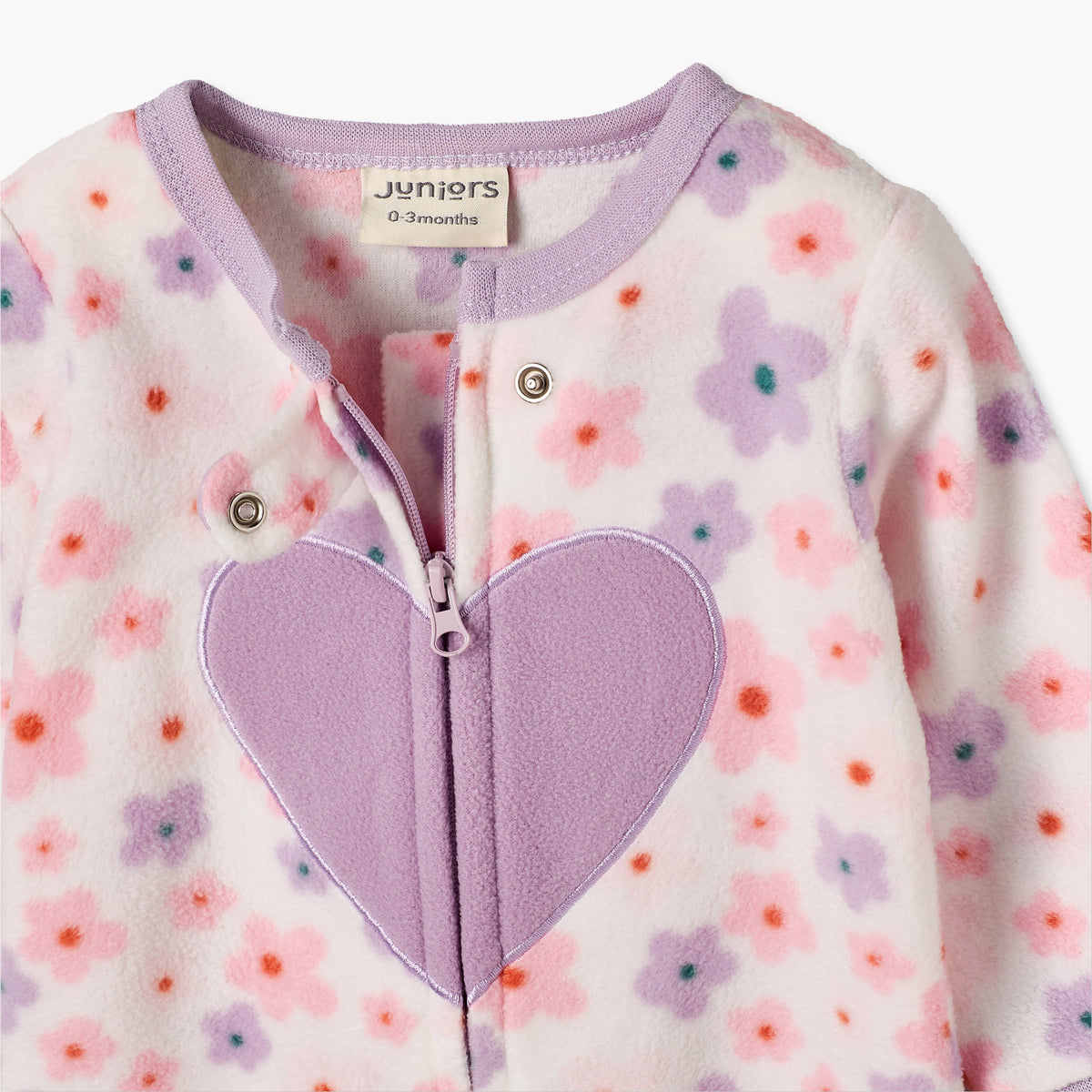 Pack of 2 Juniors Fleece Crew Neck Long Sleeves Sleepsuit with Zip Closure