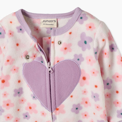 Pack of 2 Juniors Fleece Crew Neck Long Sleeves Sleepsuit with Zip Closure