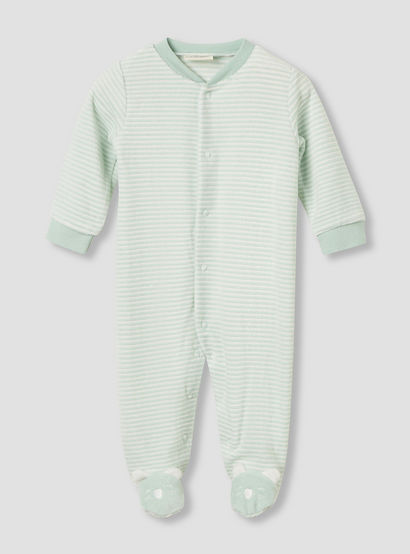 Juniors Crew Neck Sleepsuit with Stripes - Cotton Blend - Long Sleeves-baby-girls-clothing-nightwear-sleepsuits-image-1
