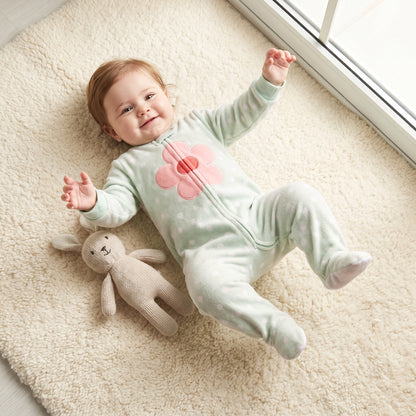 Pack of 2 Juniors Crew Neck Long Sleeves Sleepsuit with Floral Print