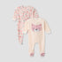 Juniors Round Neck Sleepsuit with Print - Polyester - Long Sleeves - Set of 2 - Pink / 9-12 mths