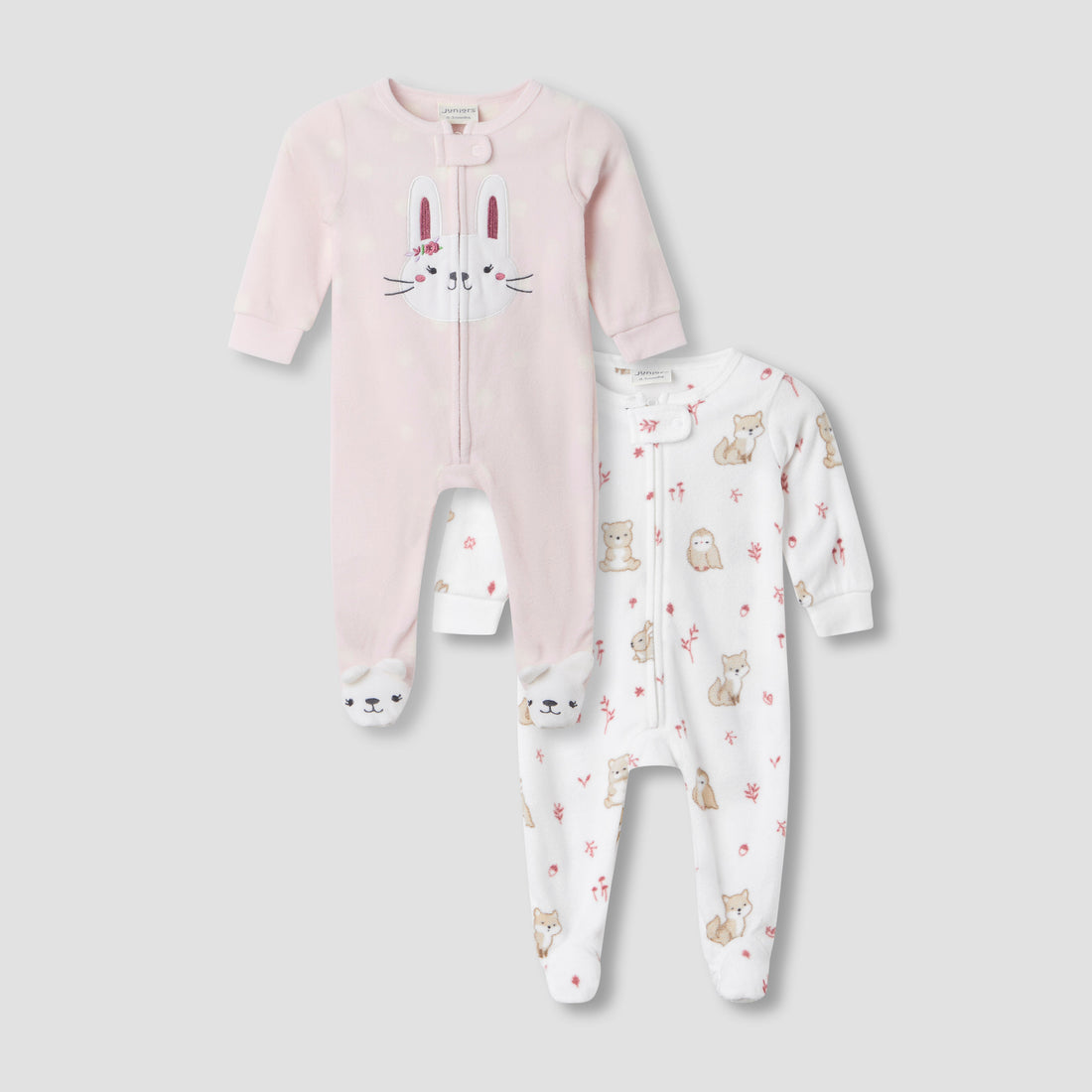 Juniors Round Neck Sleepsuit with Print - Polyester - Long Sleeves - Set of 2 - Multicolour / 9-12 mths