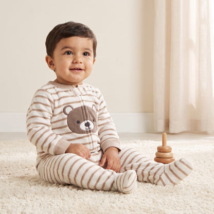 Pack of 2 Juniors Crew Neck Long Sleeves Sleepsuit with Teddy Bear Print