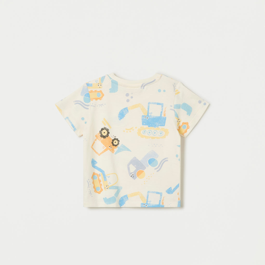 Juniors All-Over Print T-shirt with Crew Neck and Short Sleeves