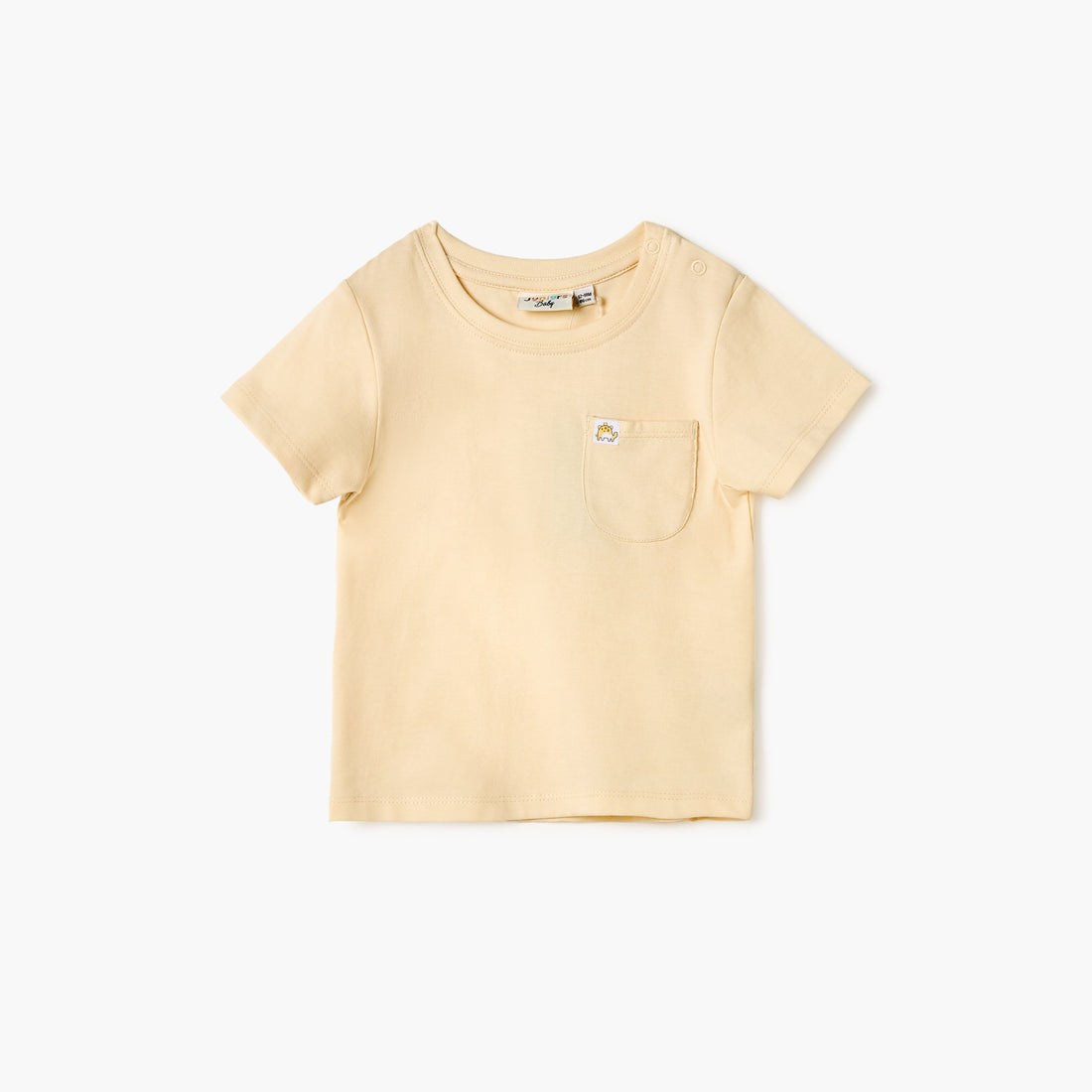 Juniors Solid T-shirt with Chest Pocket and Button Closure - Yellow / 12-18 mths