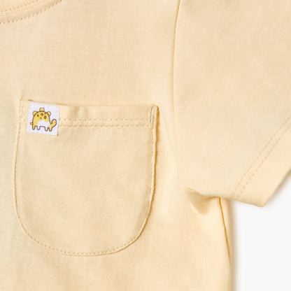 Juniors Solid T-shirt with Chest Pocket and Button Closure