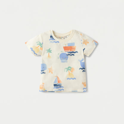 Juniors Printed Crew Neck T-shirt with Short Sleeves - Set of 3