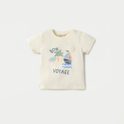 Juniors Printed Crew Neck T-shirt with Short Sleeves - Set of 3