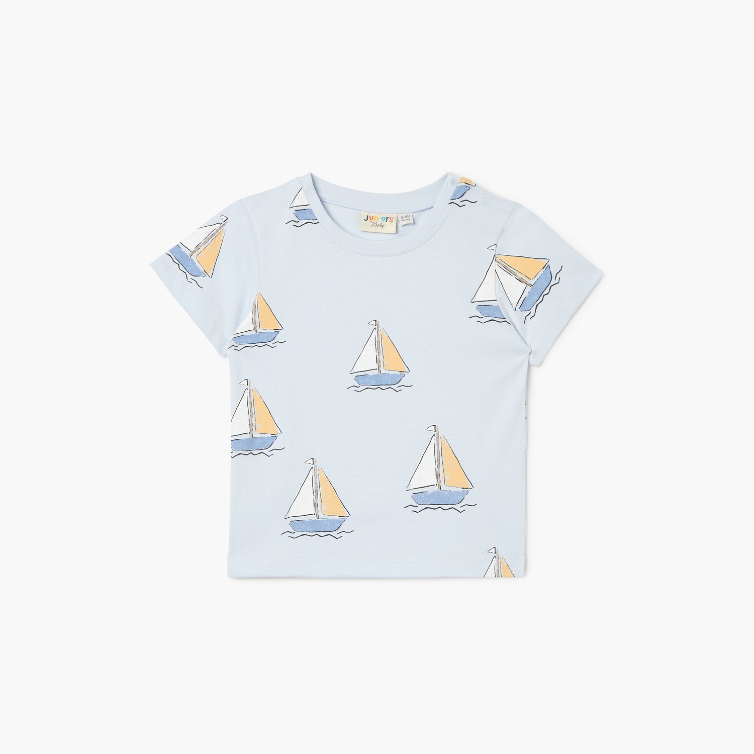 Juniors Printed Crew Neck T-shirt with Short Sleeves - Blue / 12-18 mths