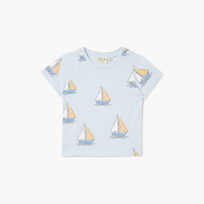 Juniors Printed Crew Neck T-shirt with Short Sleeves - Blue / 12-18 mths