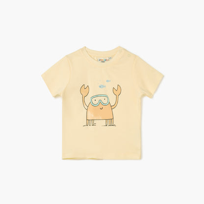 Juniors Printed T-shirt with Short Sleeves - Yellow / 12-18 mths
