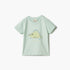 Juniors Graphic Print Crew Neck T-shirt with Short Sleeves and Button Closure - Green / 12-18 mths