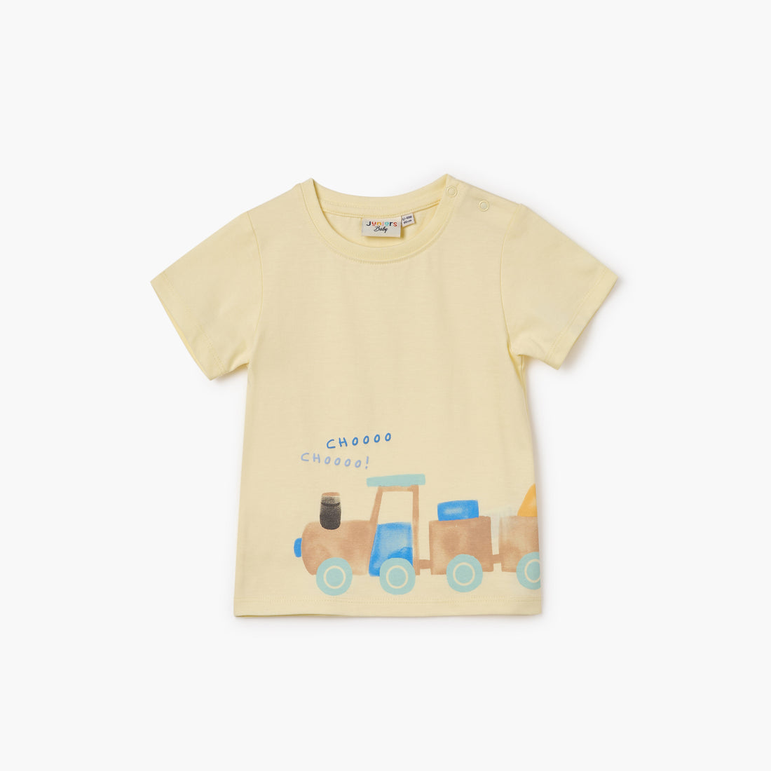 Juniors Graphic Print T-shirt with Button Closure - Yellow / 12-18 mths