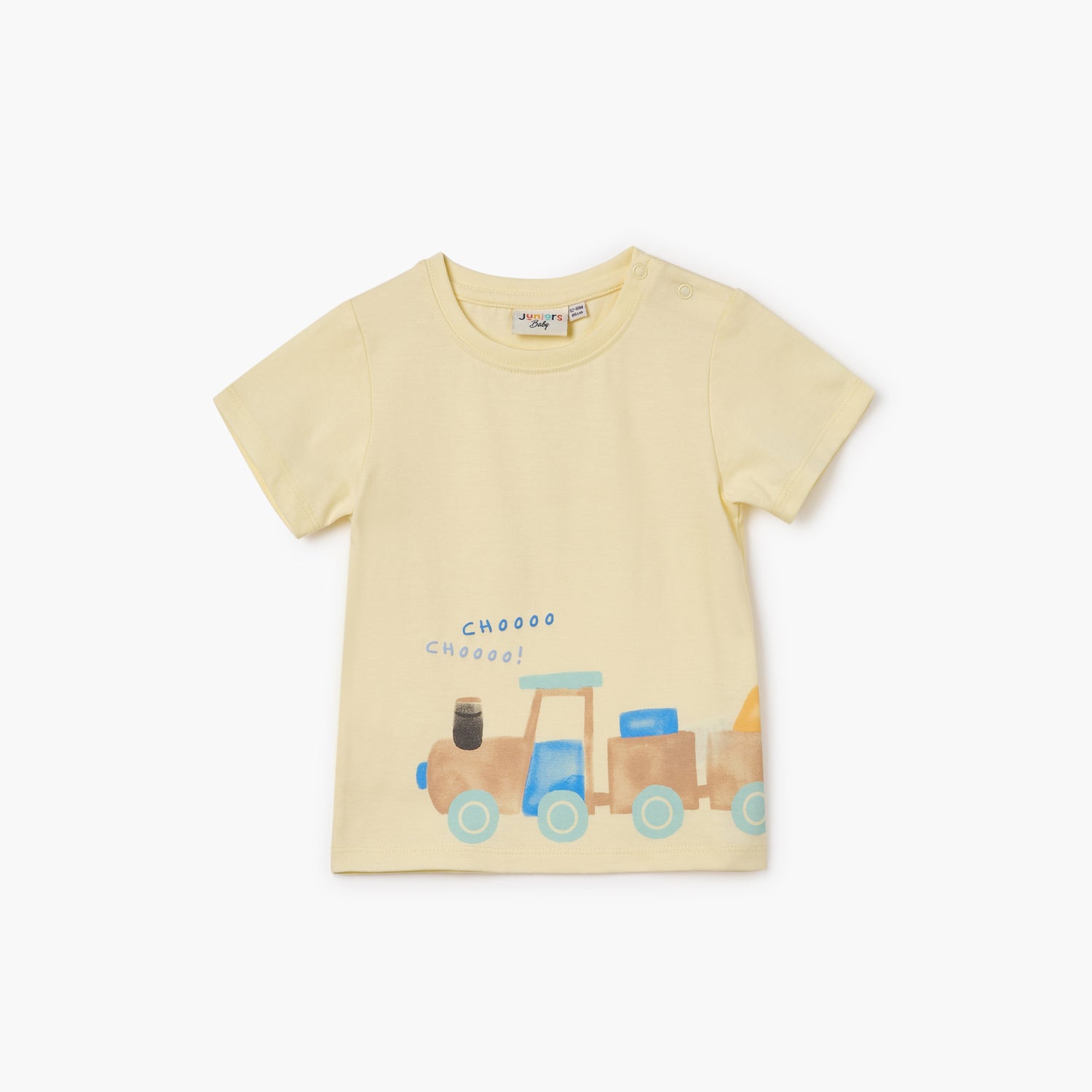 Juniors Graphic Print T-shirt with Button Closure - Yellow / 12-18 mths