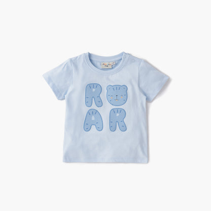 Juniors Animal Print Crew Neck T-shirt with Short Sleeves and Button Closure - Set of 3