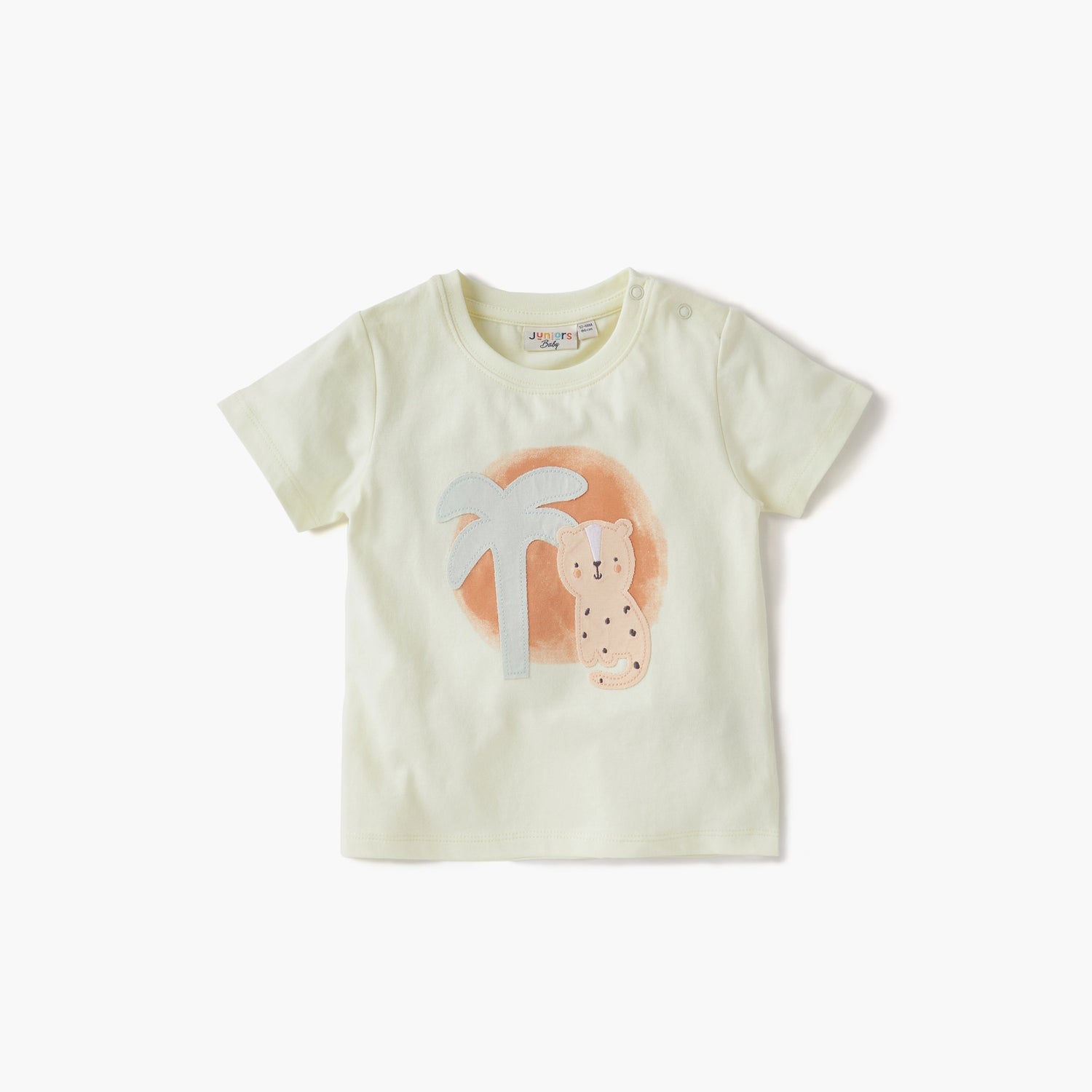 Juniors Animal Print Crew Neck T-shirt with Short Sleeves and Button Closure - Set of 3