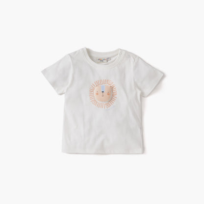 Juniors Animal Print Crew Neck T-shirt with Short Sleeves and Button Closure - Set of 3