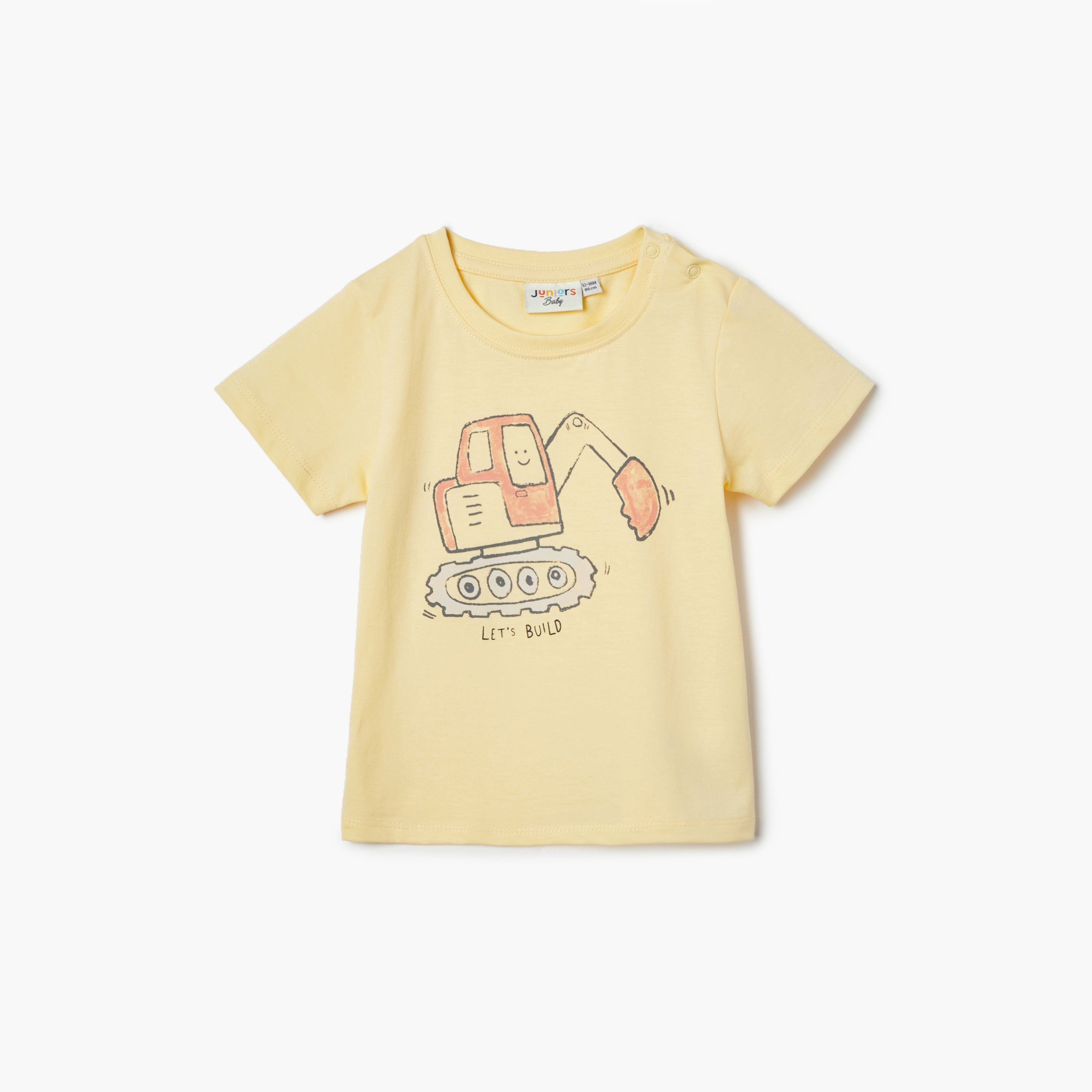 Juniors Printed T-shirt with Short Sleeves - Yellow / 12-18 mths