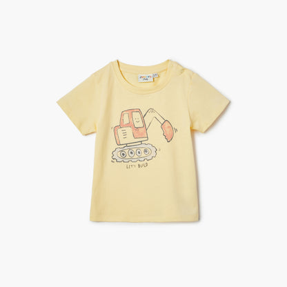 Juniors Printed T-shirt with Short Sleeves - Yellow / 12-18 mths