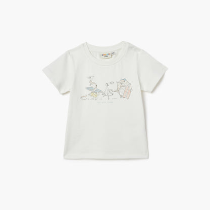 Juniors Printed T-shirt with Short Sleeves - White / 12-18 mths